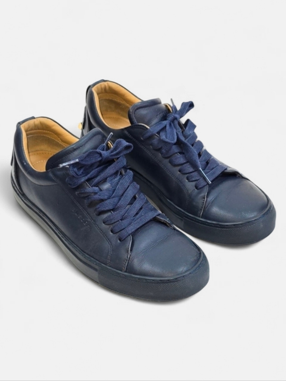Buscemi Lyndon Navy Leather Low Top Lace Up Sneakers Designer Luxury Sz 8